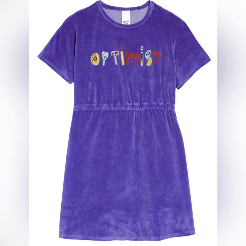Open Edit Kids' Optimist Velour Dress in Purple Storm NWT SIZE 6